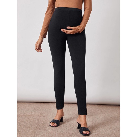 Maternity Split Hem Solid Leggings black - Picture 4 of 5
